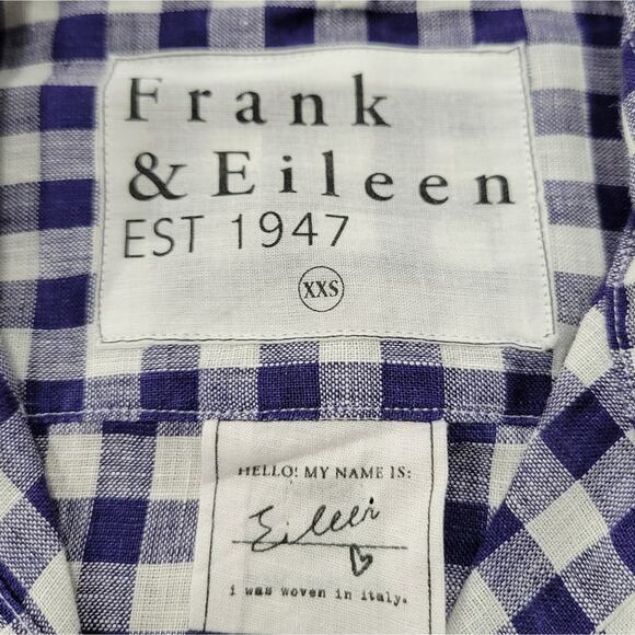 Frank & Eileen Eileen Shirt Relaxed Linen Button Front Gingham Plaid Size XXS - Picture 7 of 10